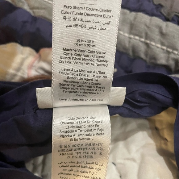 Pottery Barn Kids Busy Trucks Pillow Quilted Sham Euro Ice Cream Recycle Navy - Picture 6 of 6